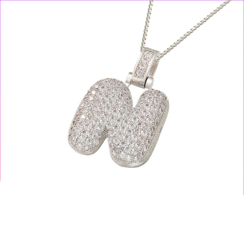 Pave Bubble Initial Halskette