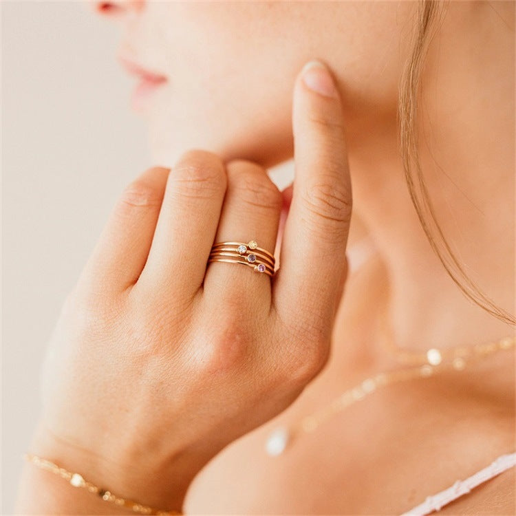 Amelia Geburtsstein Stapler Ring