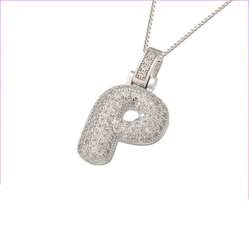 Pave Bubble Initial Halskette