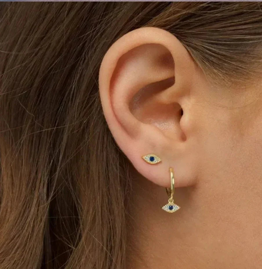 Ivy stud earrings - Evil Eye sterling silver earrings - protection & elegance