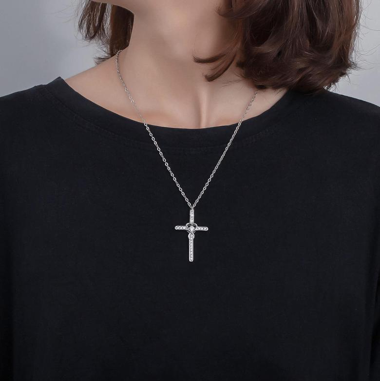 Gesegnete Zirkonia Herz Kreuz Halskette