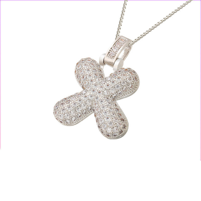 Pave Bubble Initial Halskette