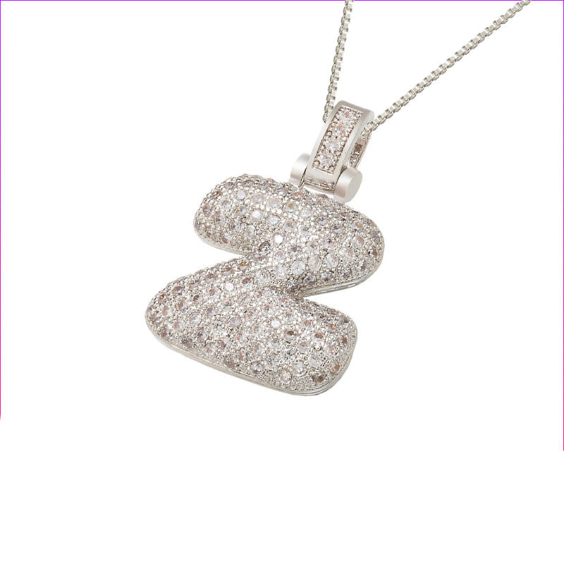 Pave Bubble Initial Halskette