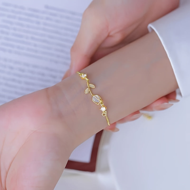 Elegantes verstellbares Tulpenarmband mit Katzenauge
