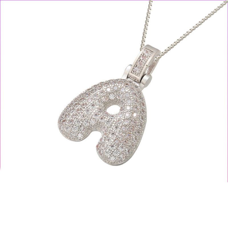 Pave Bubble Initial Halskette