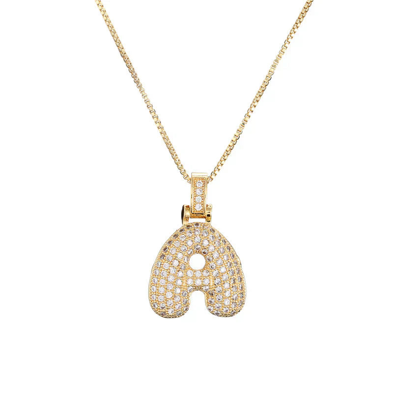 Pave Bubble Initial Halskette