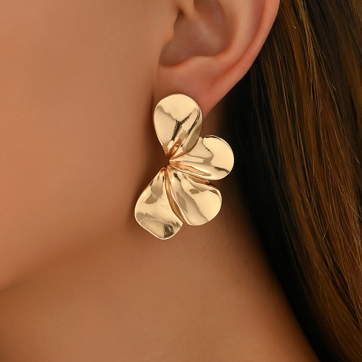 Golden Bloom Elegante Floral Geometry Ohrringe für Sie