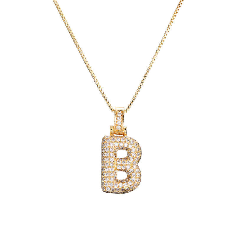 Pave Bubble Initial Halskette