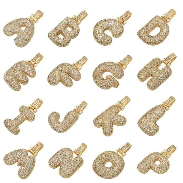 Pave Bubble Initial Halskette