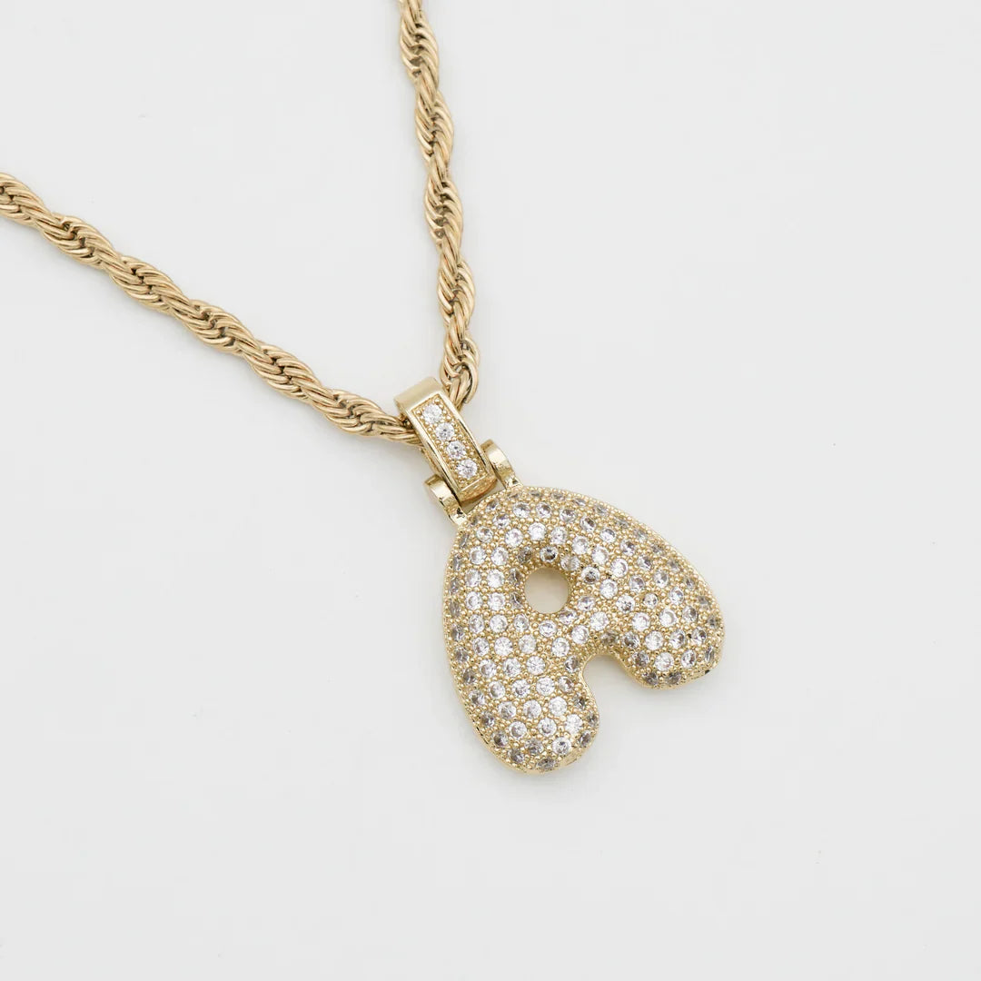 Pave Bubble Initial Halskette