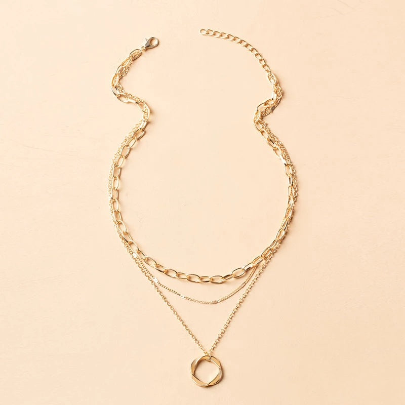 Mehrschichtige Halskette mit Anhänger im Vintage-Stil
