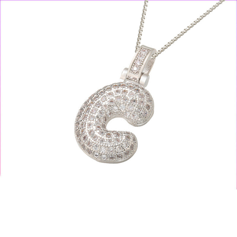 Pave Bubble Initial Halskette