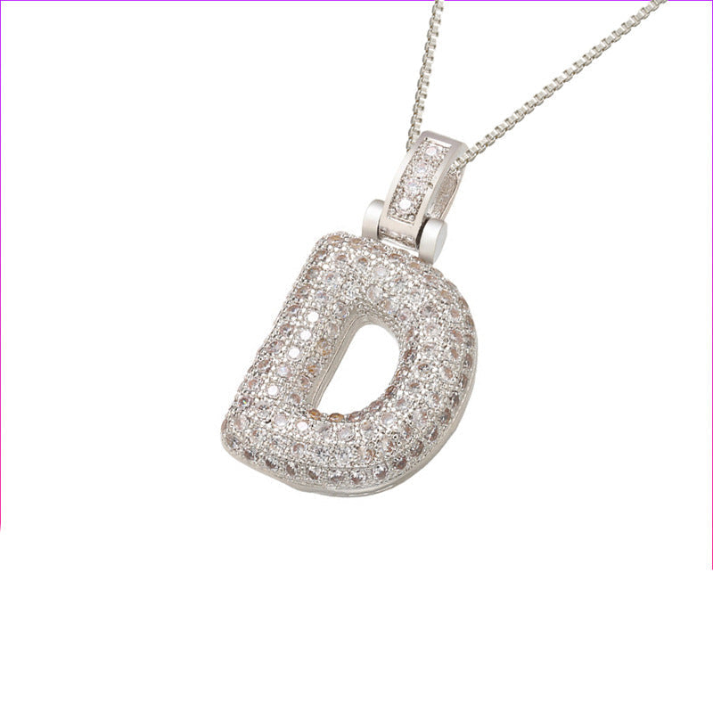 Pave Bubble Initial Halskette