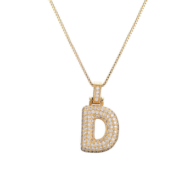 Pave Bubble Initial Halskette