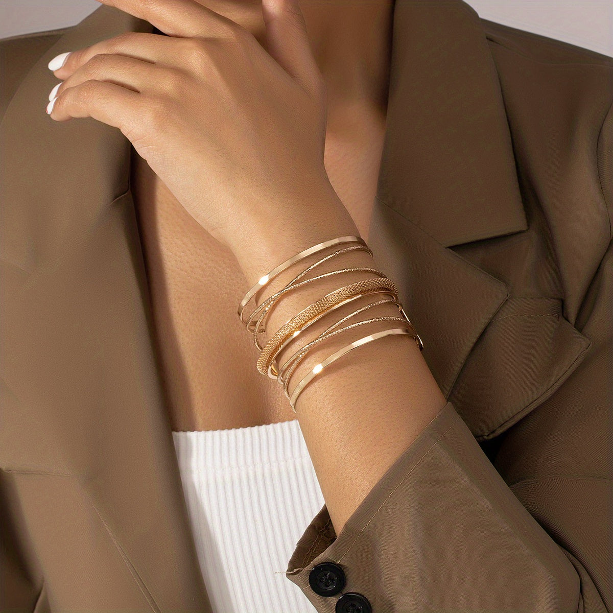 Schickes & stilvolles geometrisches offenes Manschettenarmband