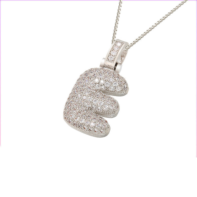 Pave Bubble Initial Halskette