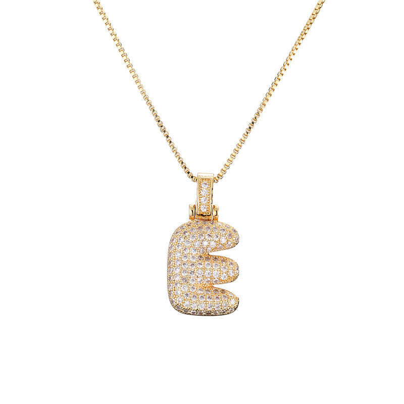Pave Bubble Initial Halskette