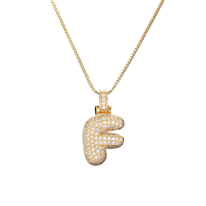 Pave Bubble Initial Halskette