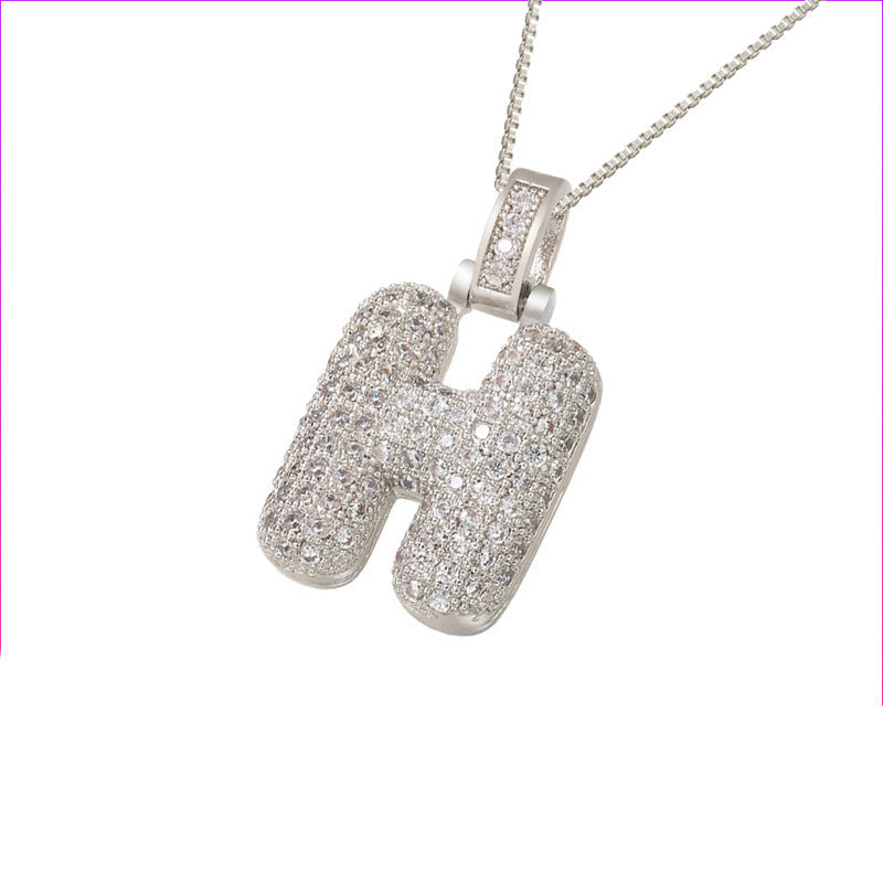 Pave Bubble Initial Halskette