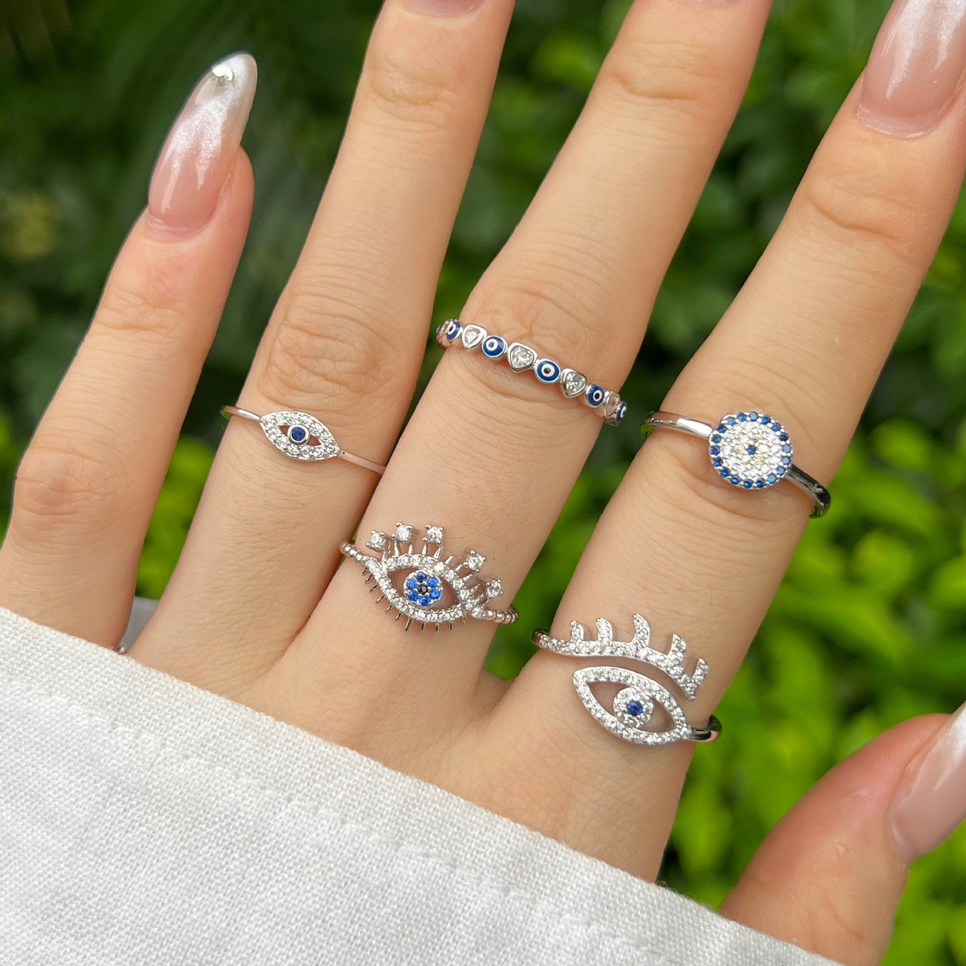 Hannah Evil Eye Ring - Sterling Silber und Zirkon