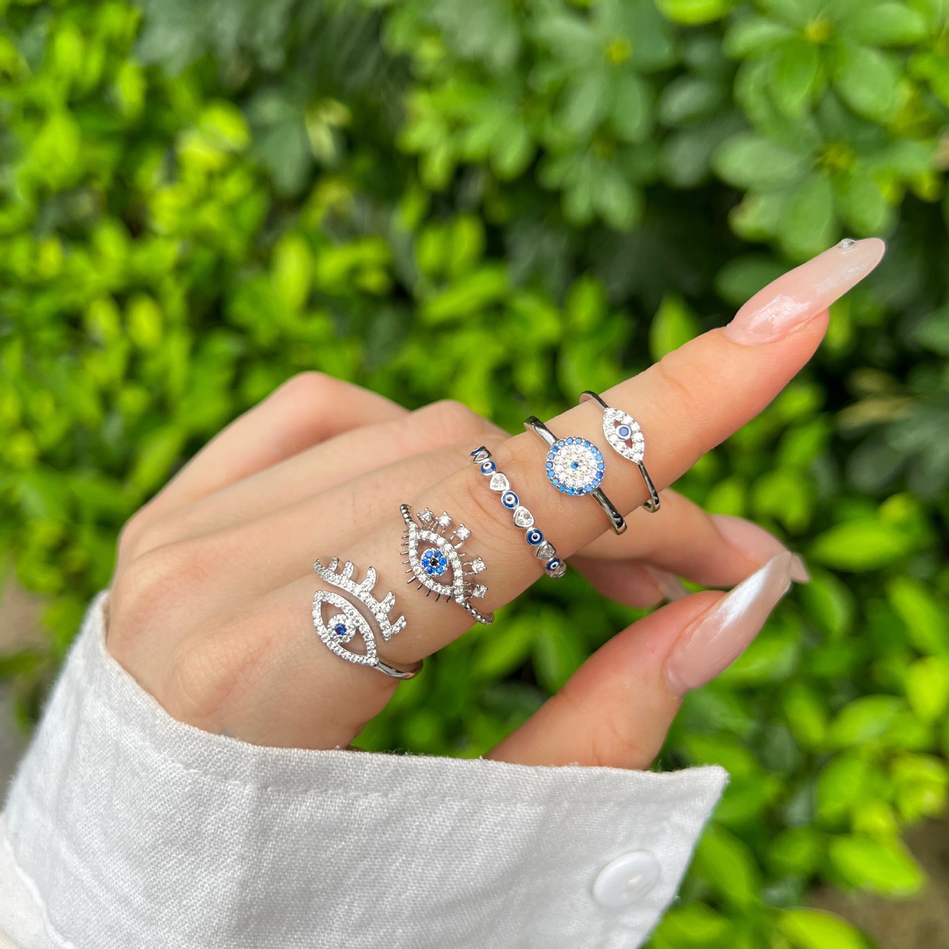 Hannah Evil Eye Ring - Sterling Silber und Zirkon