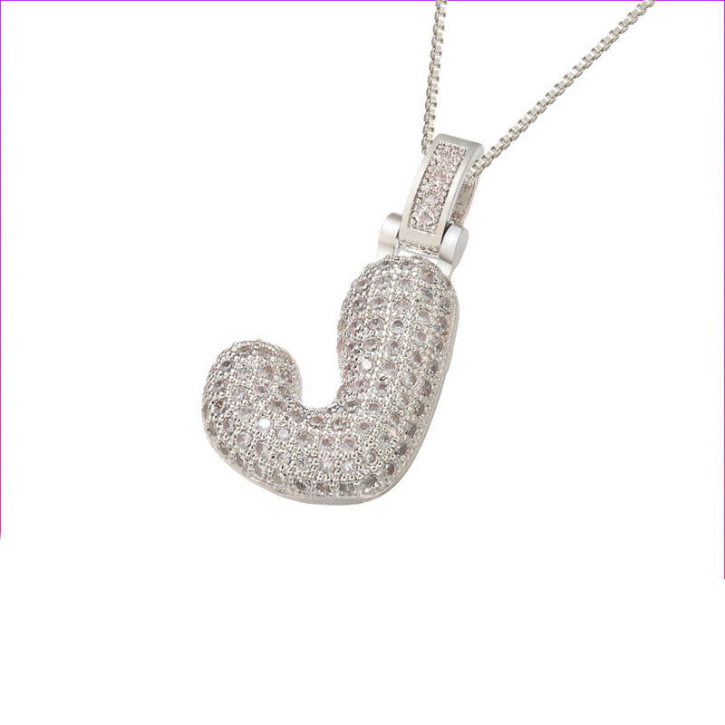Pave Bubble Initial Halskette