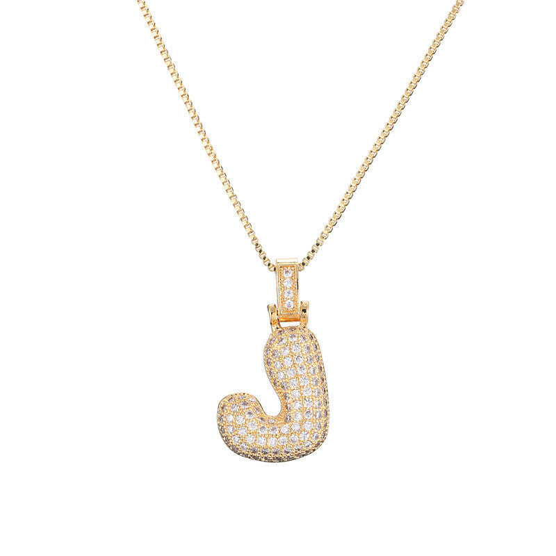 Pave Bubble Initial Halskette