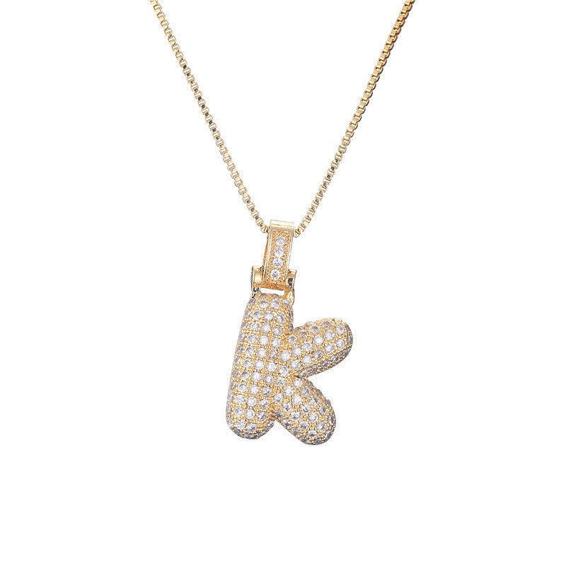 Pave Bubble Initial Halskette