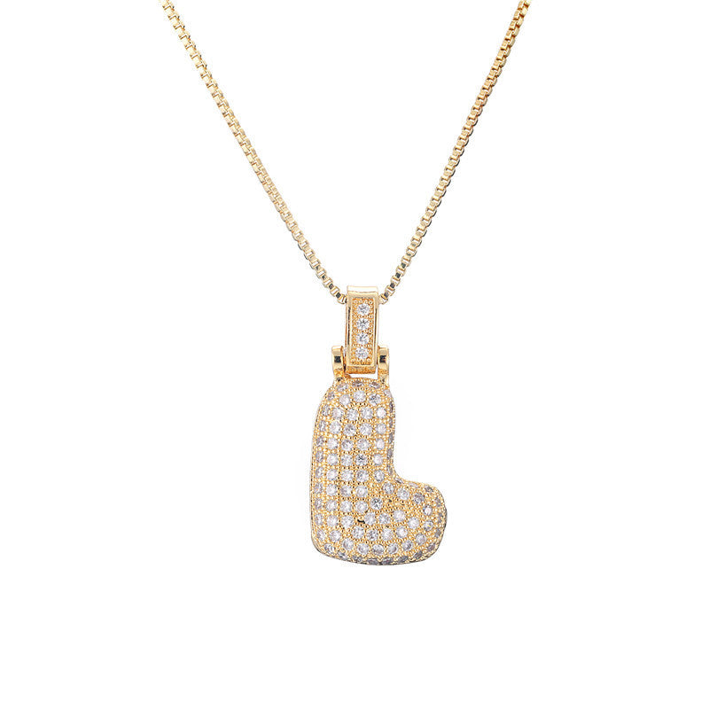 Pave Bubble Initial Halskette