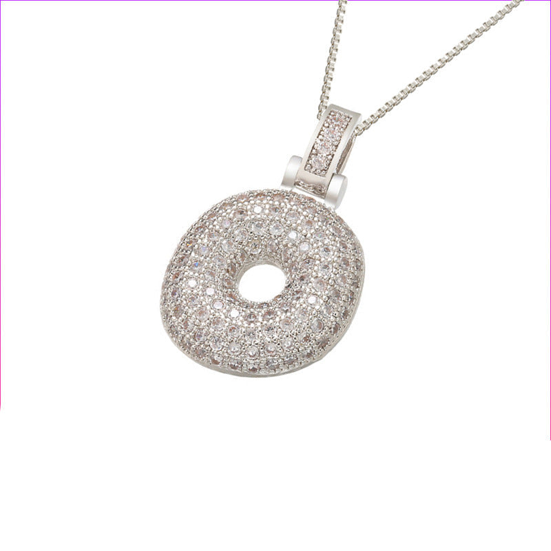 Pave Bubble Initial Halskette