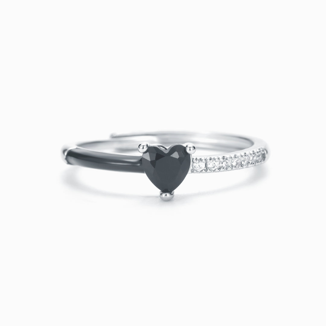 Schwarzer Emaille-Ring „Für den Frieden“ – Statement-Schmuckstück
