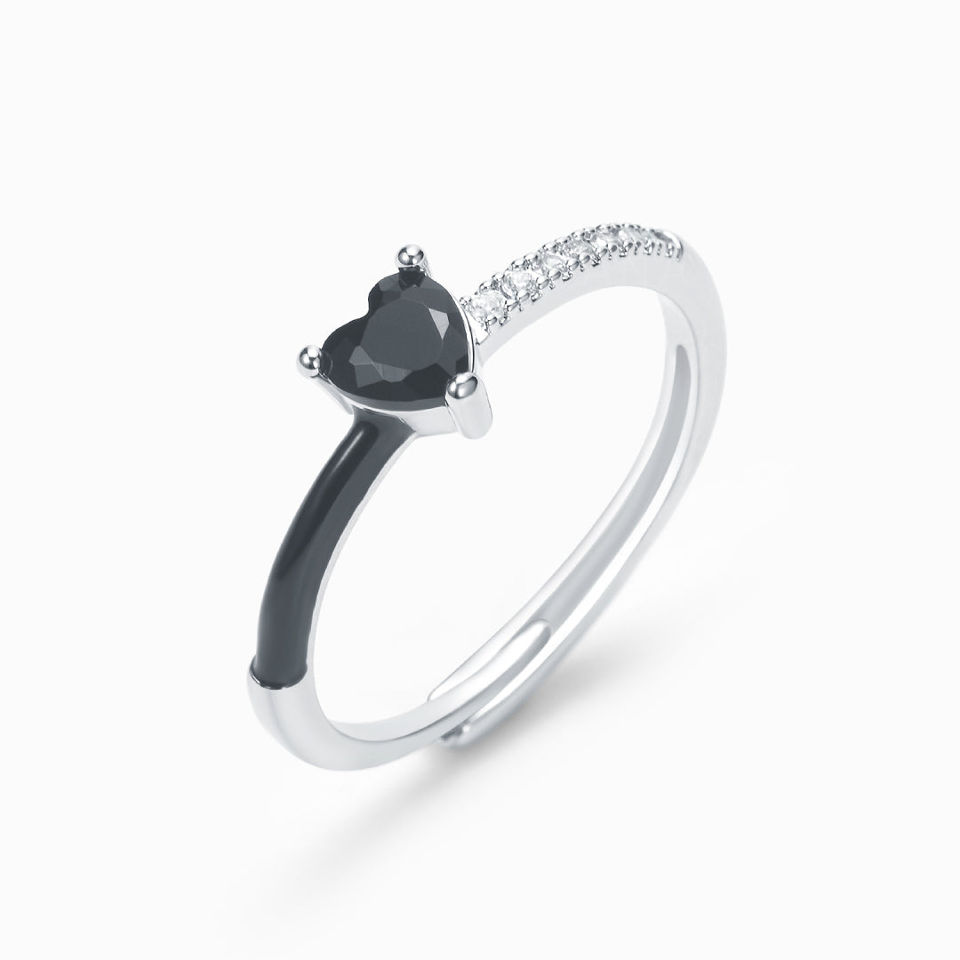Schwarzer Emaille-Ring „Für den Frieden“ – Statement-Schmuckstück