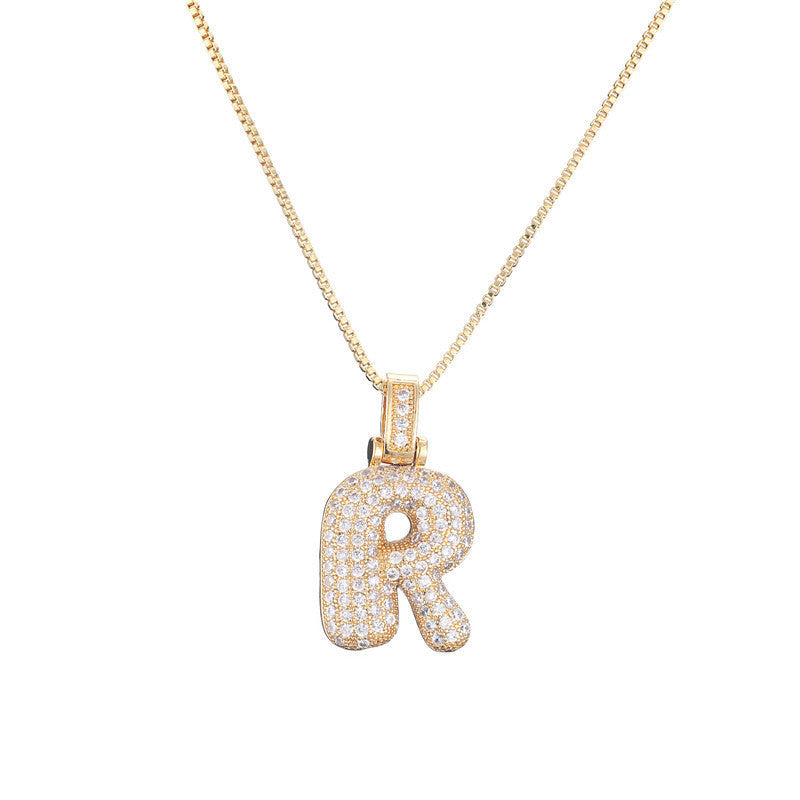 Pave Bubble Initial Halskette