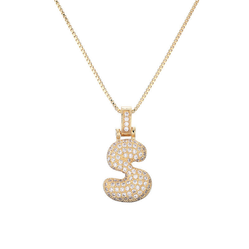 Pave Bubble Initial Halskette