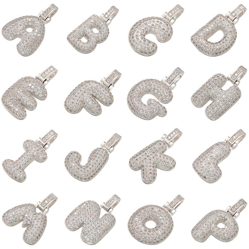 Pave Bubble Initial Halskette
