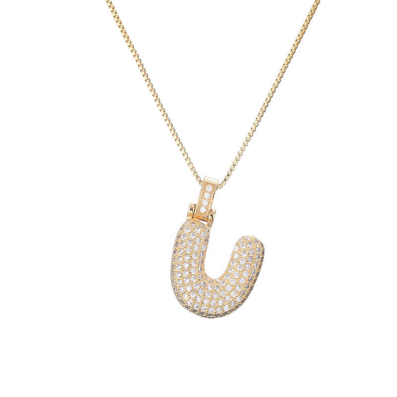 Pave Bubble Initial Halskette