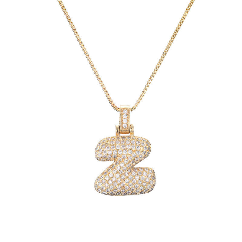 Pave Bubble Initial Halskette